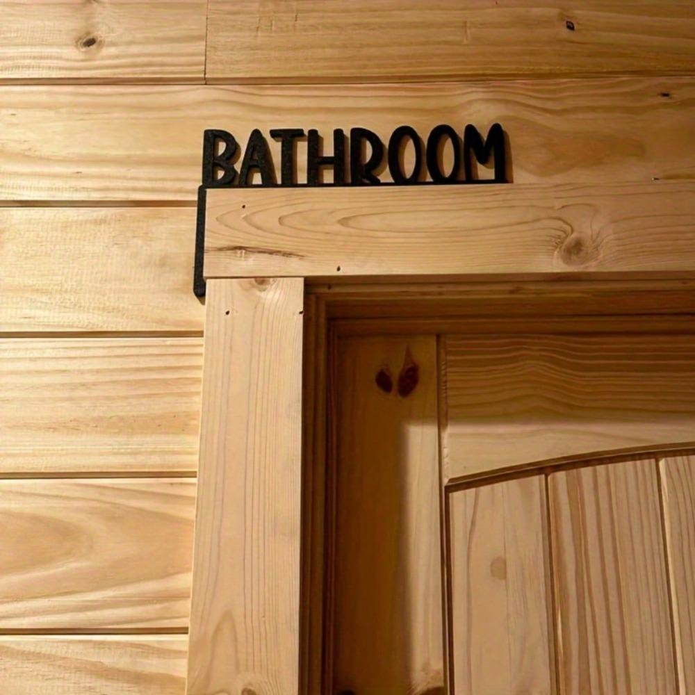 Vintage Metal Bathroom Sign Rustic Plaque Farmhouse Door Decor Holiday Gift