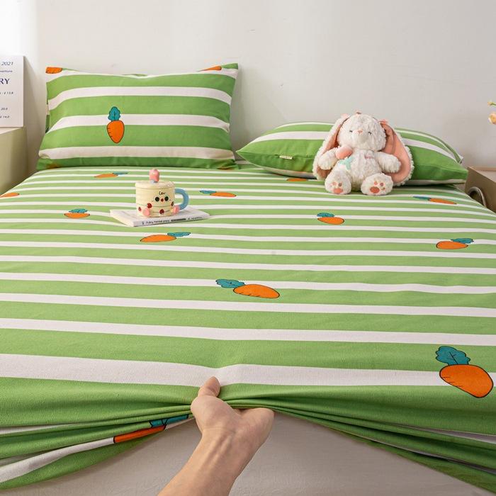 2025 New Old Coarse Cloth Printed Fitted Sheet Pure Cotton 1 Pcsfitted Sheet Protective Cover Dust Cover Non-slip Fitted Sheet