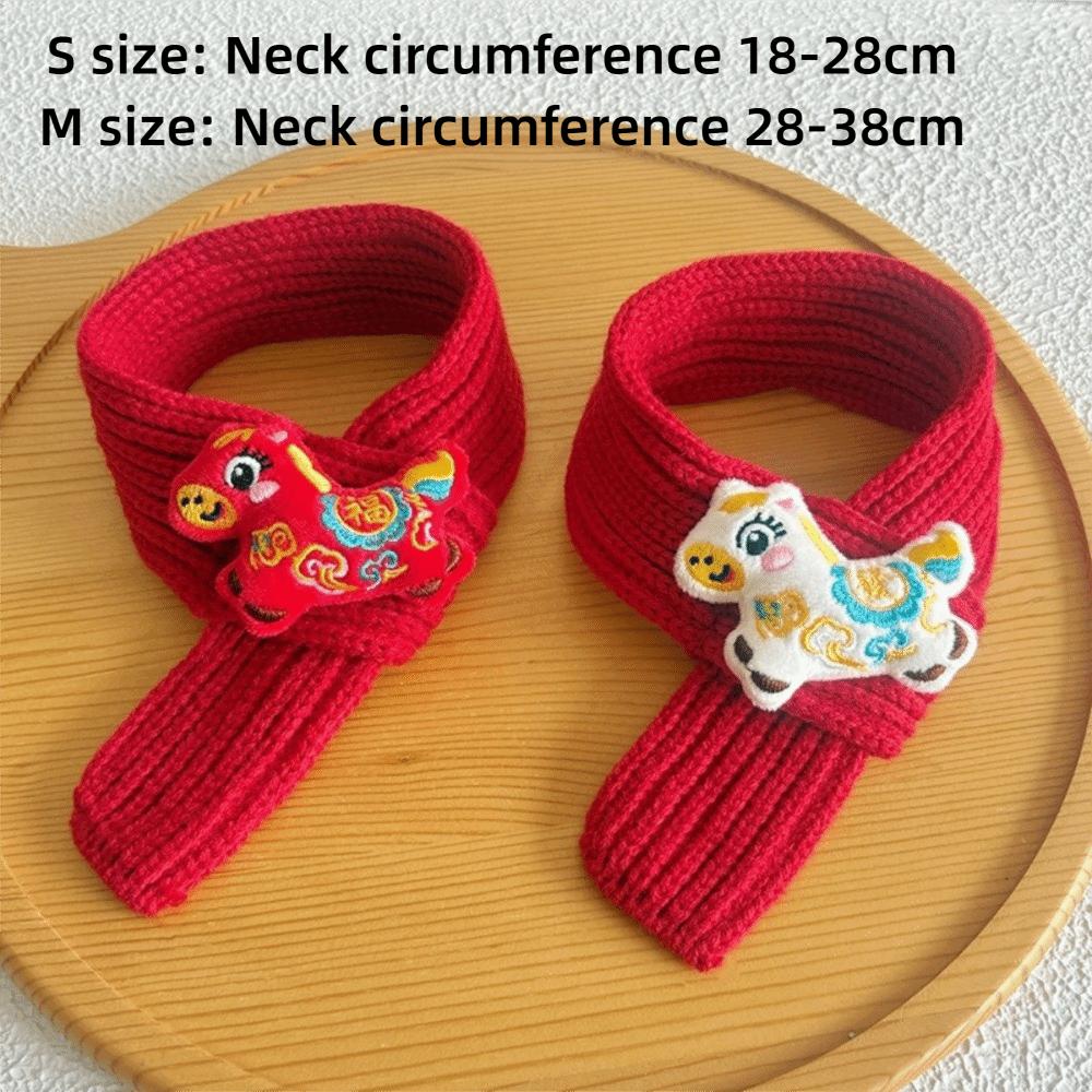 Celebration Decoration Warm Knitted Pet Scarf Cozy Red Color Pet Accessories Warmer Neckerchief Photo Prop