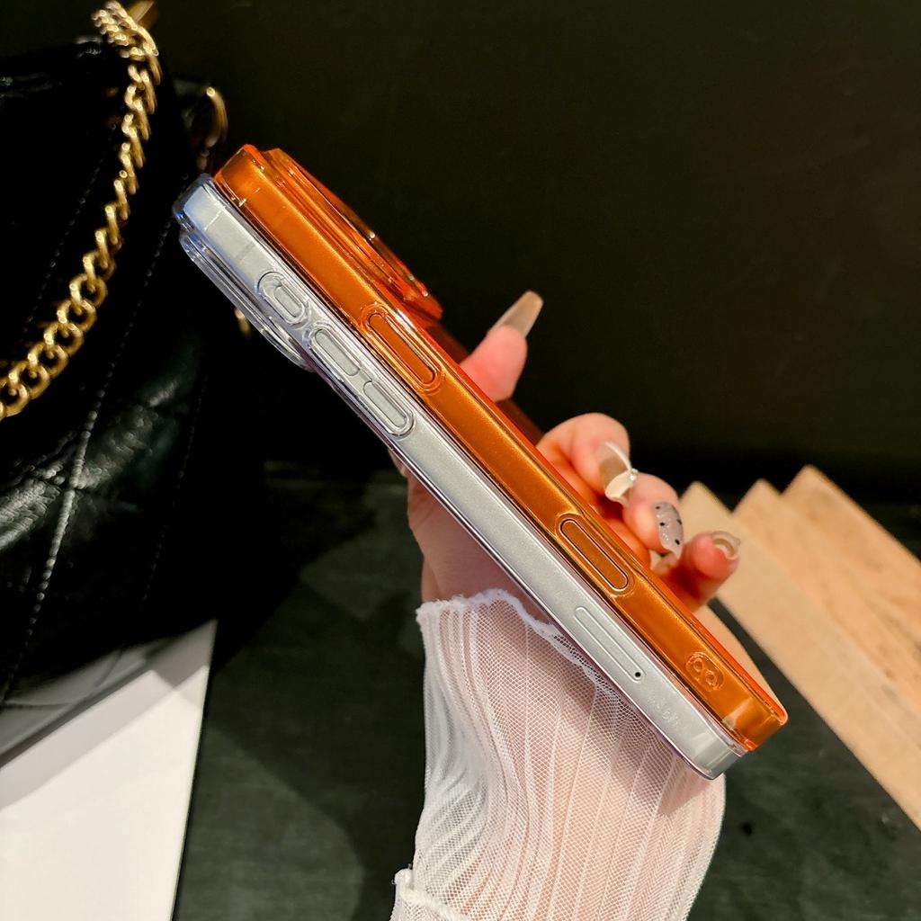 Ultra Thin HD Clear Hard PC Orange Color Phone Case For For Iphone 17 Pro Max Slim Transparent Solid Color Shockproof Armor Cover