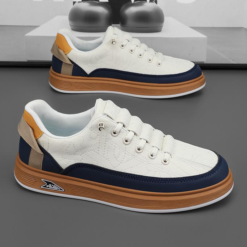 

2025 New Men Sneakers Fashion PU Leather Casual Shoes Street Skateboard Shoes Men Platform Vulcanized Shoes Tenis Masculino 44 белый