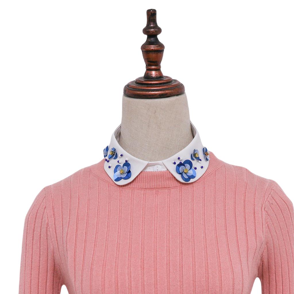 Perfect Match Beaded & Embroidered Sequin Collar With Detachable Shirt-Style Fake Collar - Minimalist Elegant Pointed Collar
