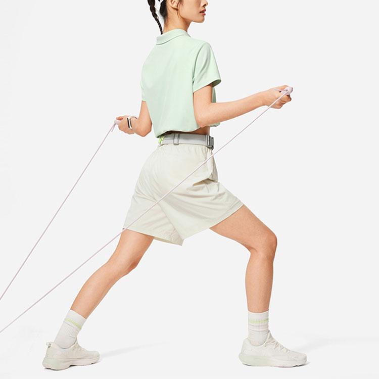 Li-Ning Fitness Series Solid Color Moisture Wicking Quick Dry Loose Fit Short Sleeve Polo Shirt Women Tops Ice-Green APLU126-2