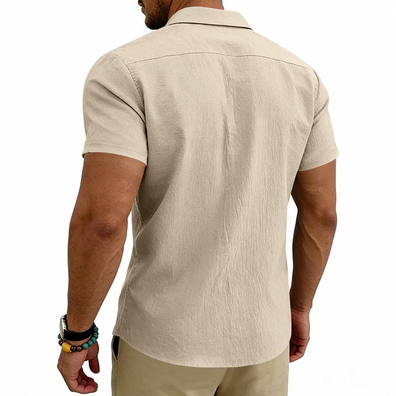 Men's Summer Beach Linen Shirt Breathable Lapel Casual Button Down Short Sleeve Tops White Black Daily Vacation Shirts For Men