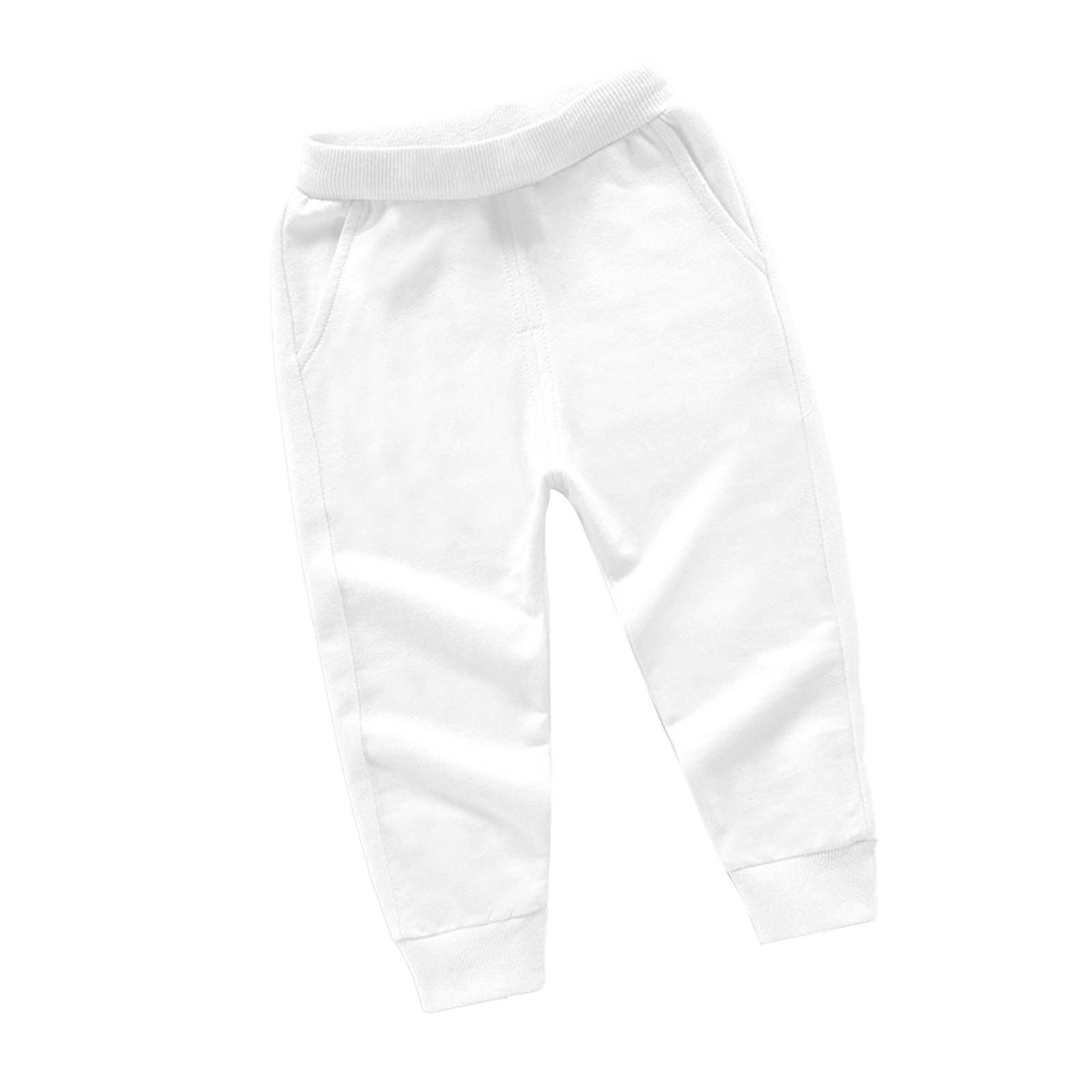 

Зимові однотонні спортивні штани для хлопчиків і дівчаток Довгі штани 130 білий