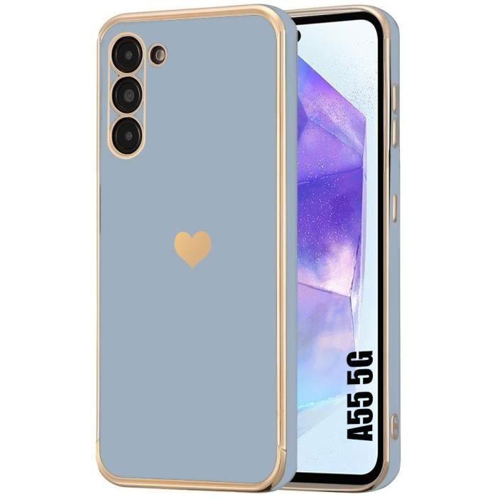 Coque - Booling - pour Samsung Galaxy A55 5G - TPU silicone souple - galvanisation - Résistant aux rayures - Bleu