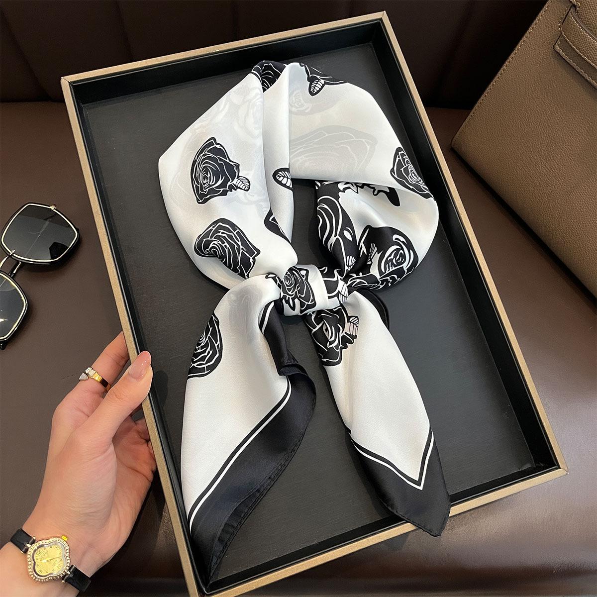 

Новый квадратный платок 70 см с цветочным принтом и шелковистой текстурой, женский фуляр с узором пейсли, шейный платок, женский атласный хиджаб на голову, женский декоративный шейный платок 70X70cm