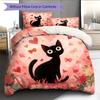 Pink Bombay Cat Pattern Bedding Home Decoration Birthday Gift (1 * Duvet Cover + 2 * Pillowcase, Without Core)