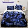 Biancheria da letto con motivo personalizzato nome Billie Eilish, Set piumone Copripiumone Federa Regalo di Compleanno per la Casa(1 * copripiumino + 2 * federa, senza nucleo)