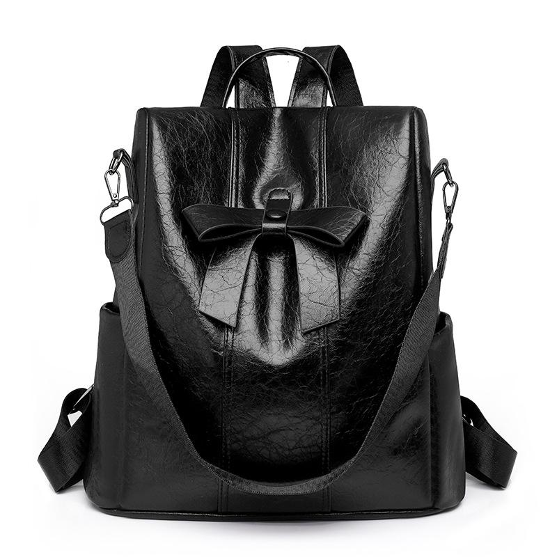 

Женский рюкзак большой вместимости из ПУ, многофункциональная сумка через плечо, рюкзак для поездок чёрный