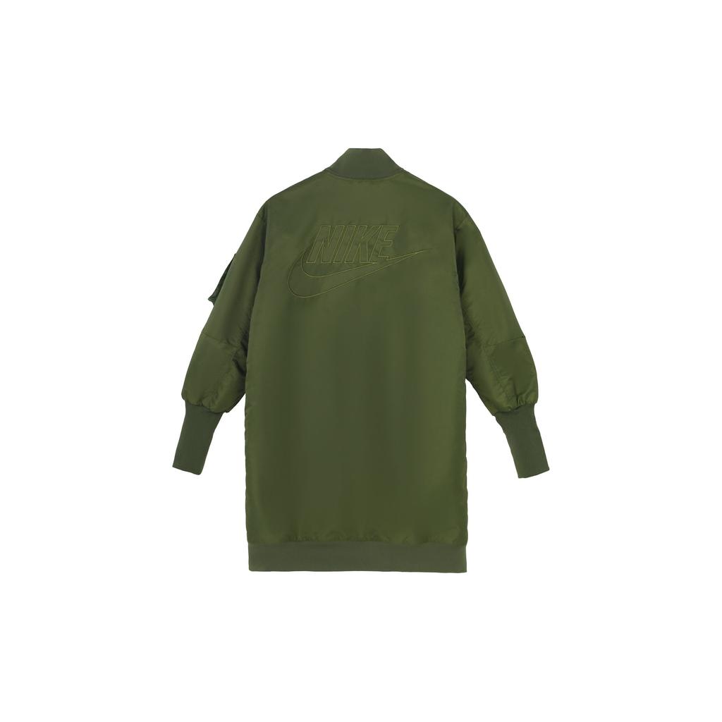 Nike Sportswear Synthetic-Fill Logo Mid-Length Warm Coat Long Sleeve Cotton Jacket Women Coats Canvas-Olive-Green CV1630-395