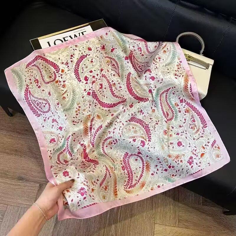 Korean 71 square scarf versatile scarf silk scarf square scarf silk scarf neck high-end printing women's red decoration