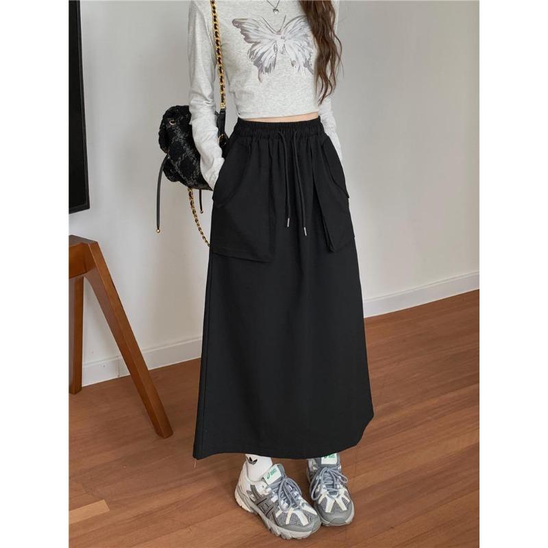 New Korean Version of Three-dimensional Bag Skirt for Women with Elastic Waist and Slimming A-line Long Skirt