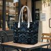 Elegant Black Rose Pattern Tote Bag Stylish Women Daily Outdoor Handbag