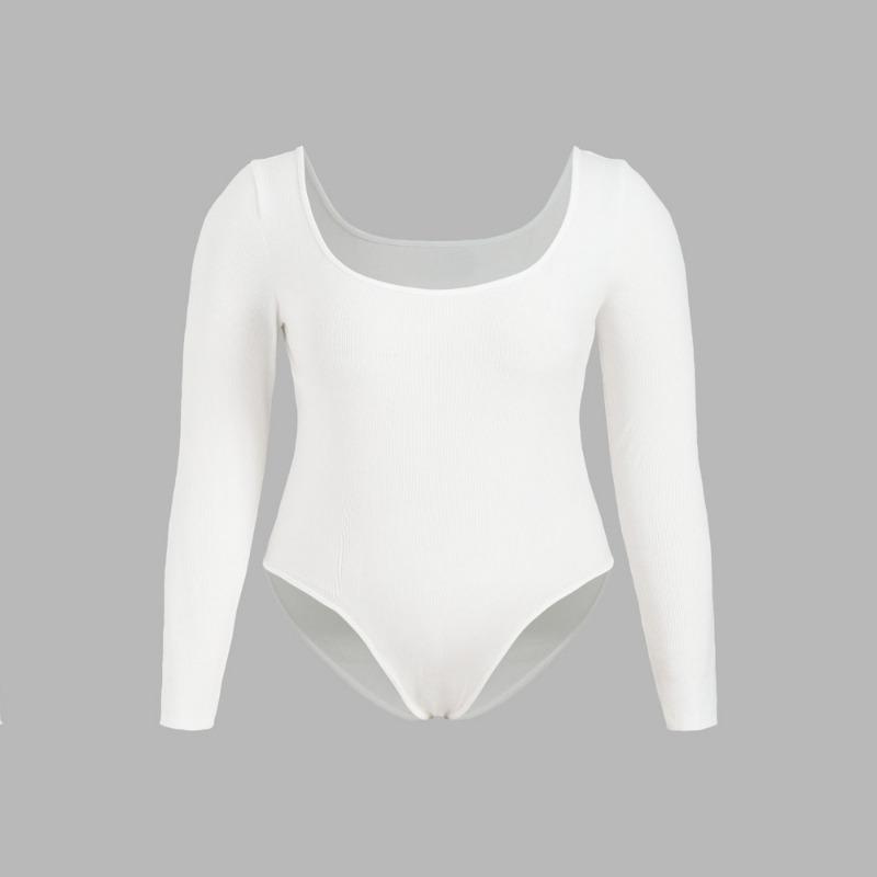 

Повседневный однотонный пуловер, женская футболка с длинным рукавом, эластичная талия, узкий укороченный топ, одежда с круглым вырезом, боди, комбинезон, сексуальные базовые топы 3XL белый