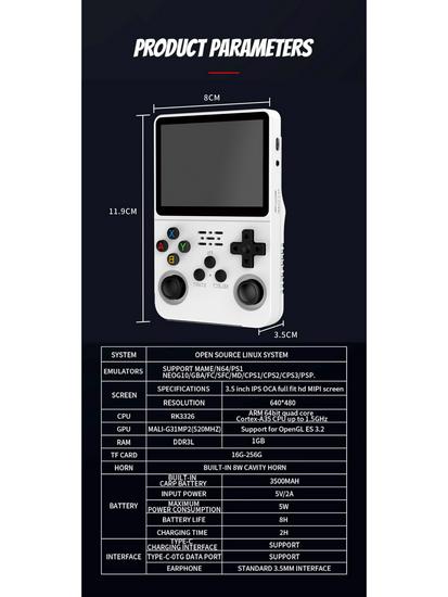 R36S Tragbare Retro-Spielkonsole - Handheld Duales System für PSP, GBA, Arcade-Spiele.