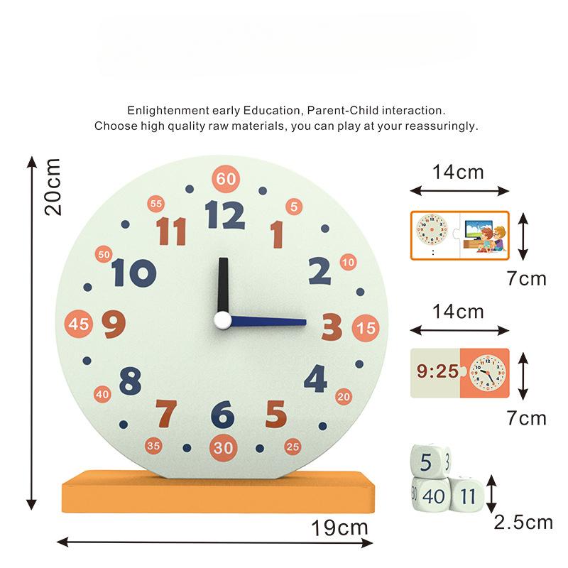 Montessori Wooden Children'S Multi-Functional Early Education Cognitive Clock Baby Enlightenment Cognitive Time Educational Toy