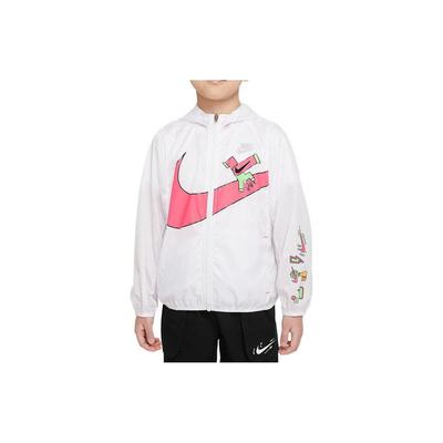 Printed Logo Solid Color Hooded Jacket Kids Jackets White DX7482-617