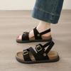2025 Women's Shoes Buckle Strap Women's Sandals New Belt Buckle Casual Sandals Women High Quality Peep Toe Flat Sandals