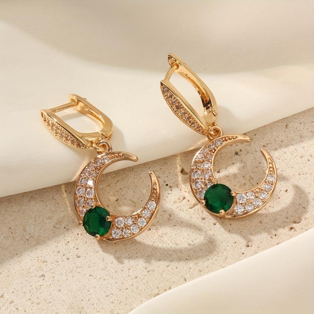 

Fashion Moon Shape Dangle Earrings for Women 2025 New Golden Zirconia Drop Earring Statement Party Jewelry Accessories золотой