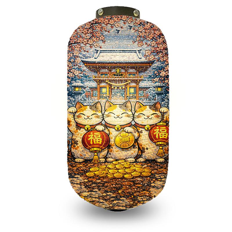 Japanese Style Lantern Japanese Hanging Happy-neko Lanterns Cloth Long Traditional Restaurant Bar Hotel Festival Decoration