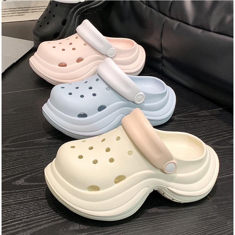 Fashion Lovely Girls Sky Blue Clogs Summer 2025 Thick Bottom Wedge Heels Sandals Wmen Chunky Platform Soft Eva Diy Cloud Slippers Shoes