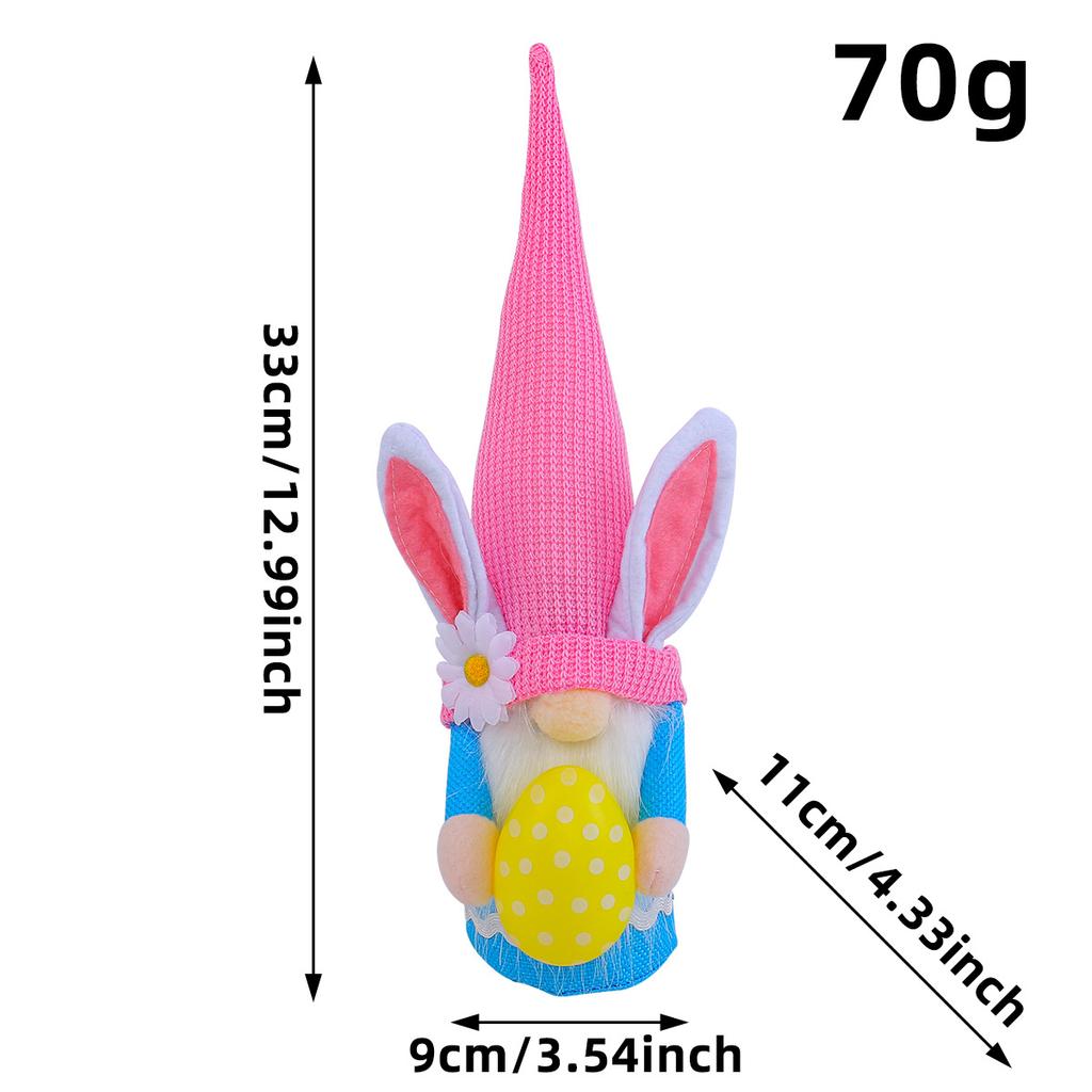 Easter Bunny Holding Egg Plush Figurine Faceless Elder Gnome Doll Ornament for Home Party Holiday DIY Decor Great Gift Idea