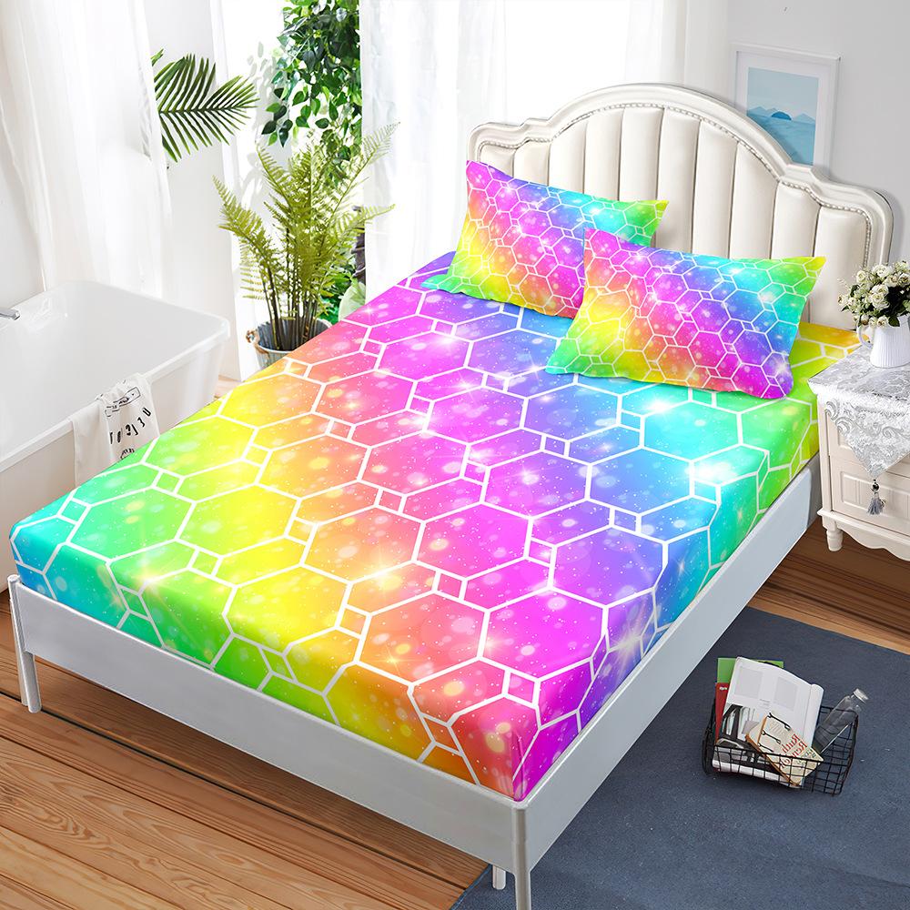 Mattress Three-Piece Cartoon Panda Gradual Change Bedspread Pillowcase Mattress Protective Cover