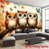 cute owl is perched on the branch Digital printing polyester wall tapestry suitable for use in living rooms bedrooms bars party