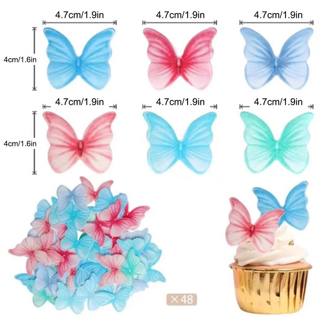 48 Stück Papier Schmetterling Geburtstagsdekorationen Mehrfarbig Leichter Schmetterling Topper für Geburtstag Jubiläum Hochzeitsfeier