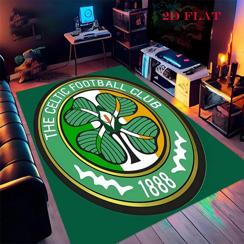Celtic Football Club Teppich für Wohnzimmer Schlafzimmer Zuhause Sofadekoration, Rutschfeste Bodenmatte für Kinder zum Spielen