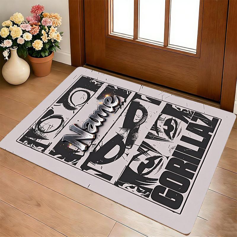 Custom Name Gorillaz Carpet Rug for Bedroom Living Room Home Sofa Decoration,Playroom Sofa Office Home Decor Game Large Decor Floor Mat
