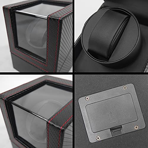 WNJAPAN Watch Winder, Single Automatic Watch Winder, Quiet Operation, Popular Gift, Interior Decor, Carbon Fiber, Black, PU Leather, WM-01CB