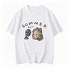 Fan Cat And Unisex Pure Tshirt Unisex American Street Creative Blow Summer Relaxed Short Sleeve Couple Wear Ins Top