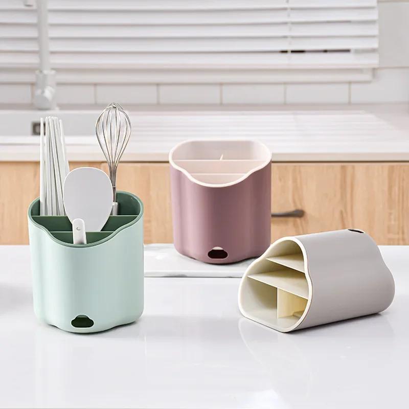 New 1Pc Cutlery Drain Rack Spoon Fork Chopstick Double Layer Cutlery Holder Tableware Drainboard Organizer Kitchen Tool