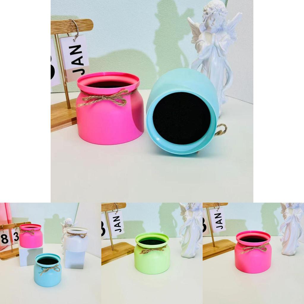 Macaron Edging Butterfly Bow Flower Pot For Faux Plant Arrangements Wedding Hotel Decor Accessory