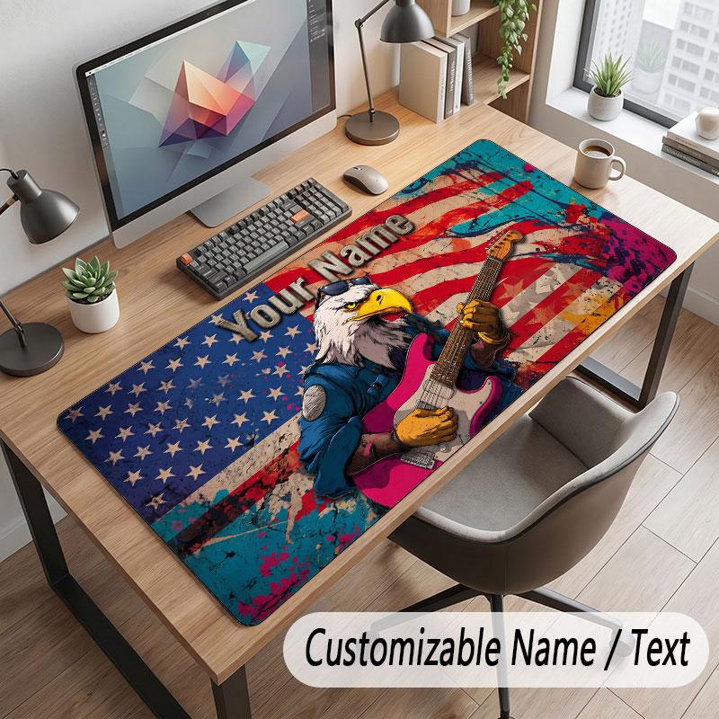 American Patriotic Theme Customized Mouse Pad Personalized Print Name Text Desk Mat For Home Office Table Decor