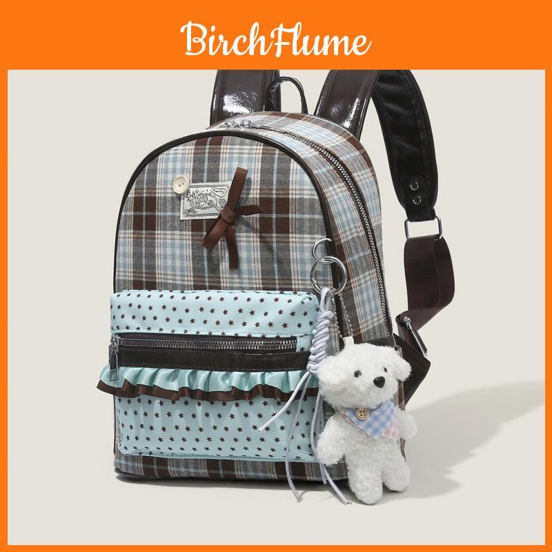Pu Fashion College Style Backpack With Lace Detailing For Casual Daily Use