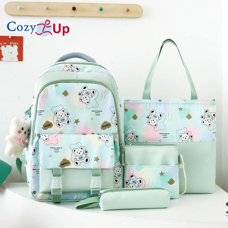 

Школьный рюкзак для девочек Dream Color, универсальный рюкзак из 4 предметов, рюкзак с героями мультфильмов 43x30x14cm зелёный