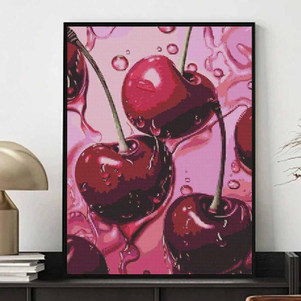 Creative Diamond Painting Kit for Adults DIY Cherry Rhinestone Picture Canvas for Leisure Craft Wall Art and Gift Making Fun Set