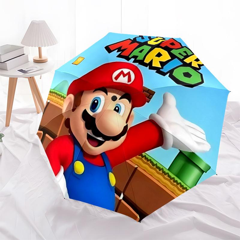 1pc Mario Adventure Automatic Open/close Folding Portable Umbrella with 8-Rib Structure for Women/Men, All-Season Use a0901137