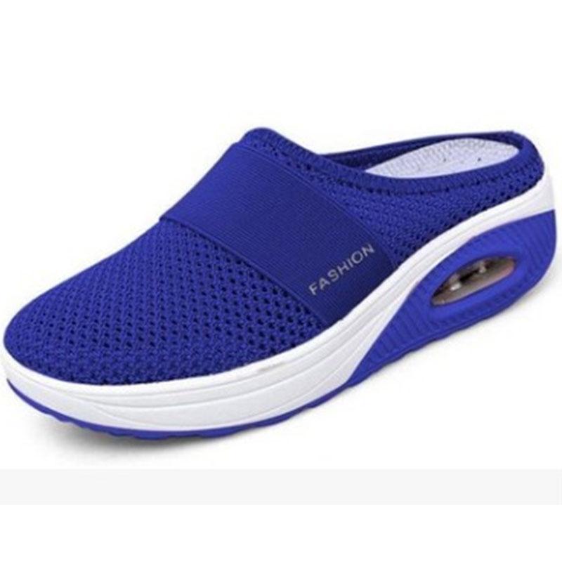 

Женские повседневные балетки Летние полые дышащие шлепанцы Женская уличная легкая обувь для ходьбы Большой размер Полушлепанцы WSH4449 35 синий