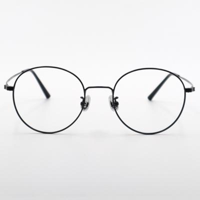 Aloeyewear [ALO BASIC] AL8204 0909M Semi-Oversized Round Black Metal Glasses
