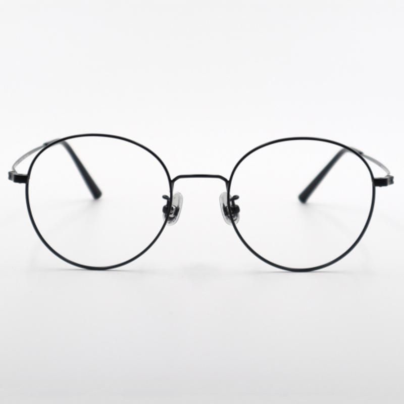Aloeyewear [ALO BASIC] AL8204 0909M Semi-Oversized Round Black Metal Glasses