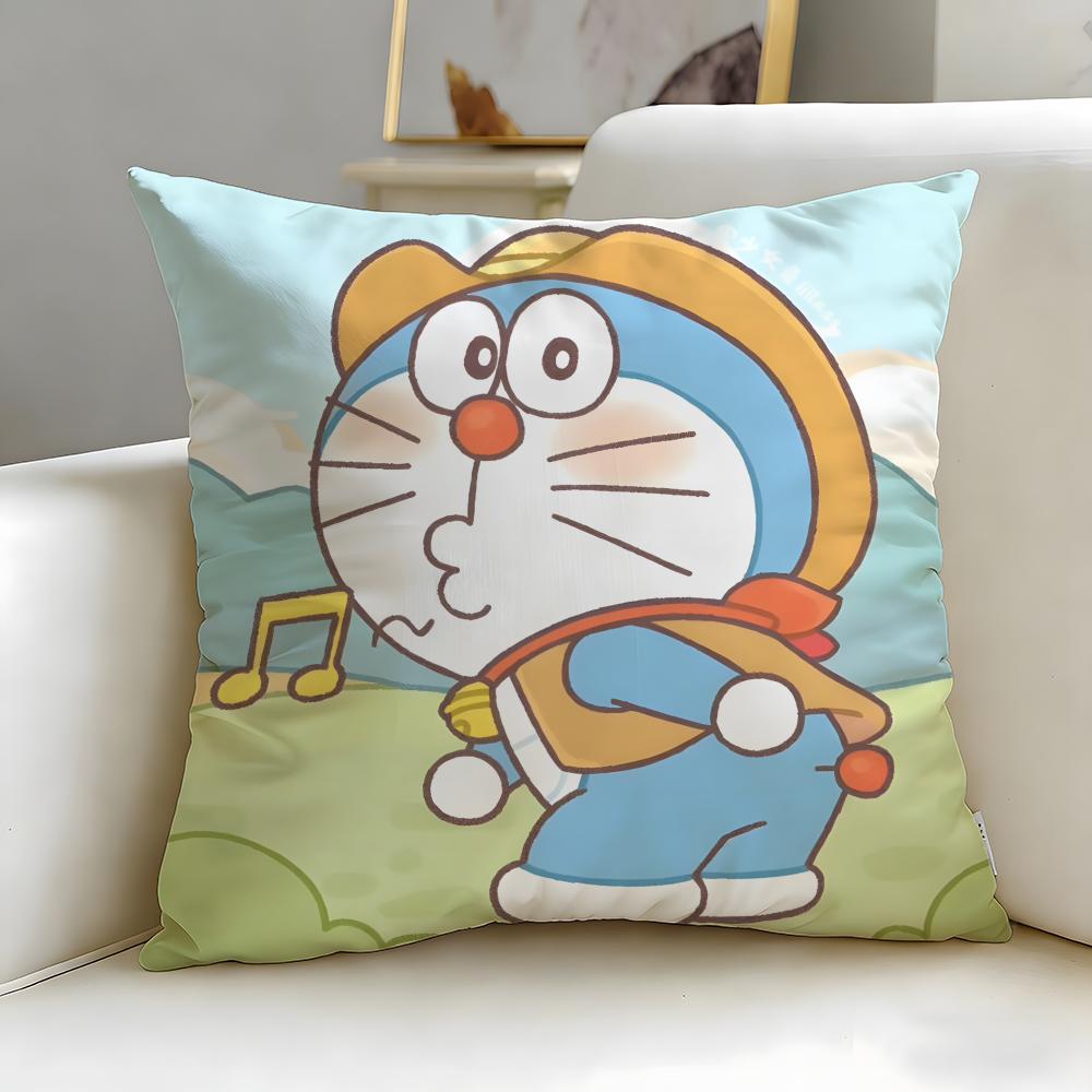 classic anime Doraemon Cushion Cover Soft  EasyWash Pillow Case  Versatile for Couch Bed Travel and Office