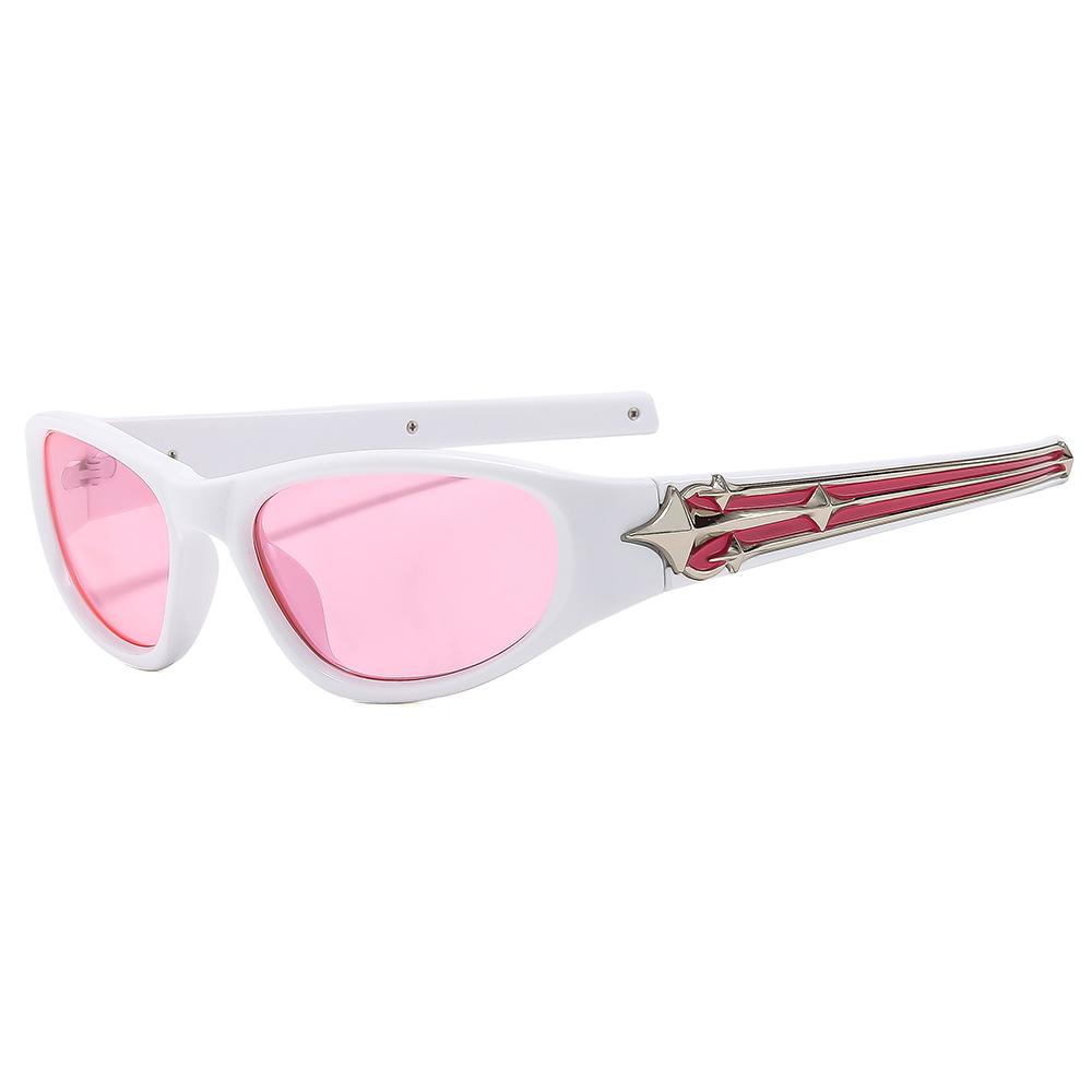 New Retro Fashion Oval Men And Women Sunglasses  Luxury Brand Punk Hip Hop Rivet Star Inlaid Design Outdoor Sun Glasses Uv400