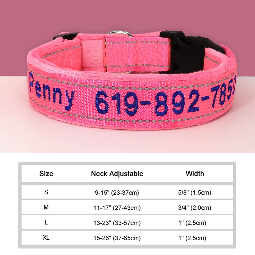 Personalized Embroidered Dog Collar Reflective Nylon Custom ID Name Accessories Pet Padded Collars For Small Medium Large Dogs