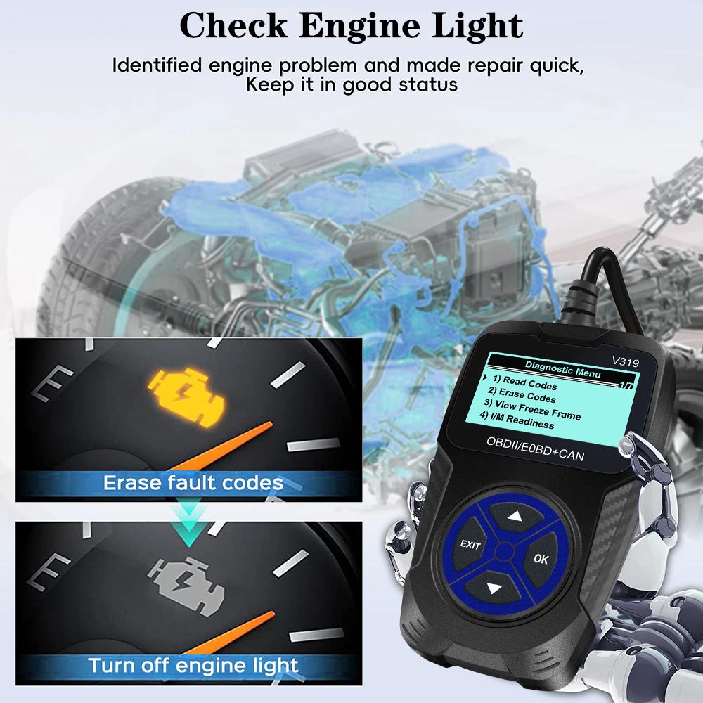 Scaner V319 OBD 2 Afișaj digital Instrumente de diagnosticare auto Accesorii auto Cititor de coduri OBD2 Instrument de diagnosticare a motorului