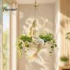 Piccolo Fioriera da Pianta Erbacea Ballerina di Balletto & Sirena Fioriera da Appendere, Vaso da Fiori a Forma di Conchiglia in Resina con Catene Metalliche, Cestino Leggero