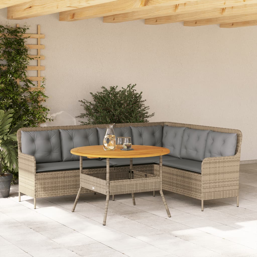 Vidaxl 2-Cz. Garden Furniture Set With Cushions, Beige, Poly Rattan
